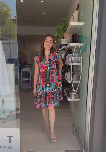 LULALIFE CHABELA TIERED DRESS - MULTI PRINT