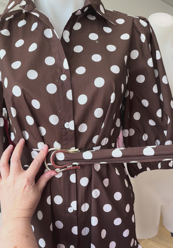 ELSIE TIERED MINI DRESS - CHOCOLATE SPOT