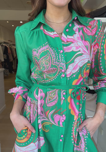 LA PALMA DRESS - GREEN PRINT