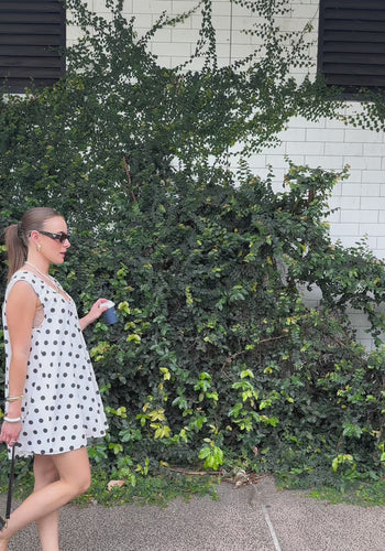 ZIVA A LINE MINI DRESS - BLACK & WHITE SPOT