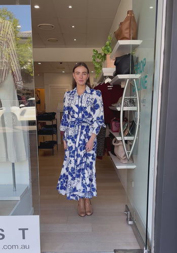 JULIE TIERED MAXI DRESS - BLUE PRINT