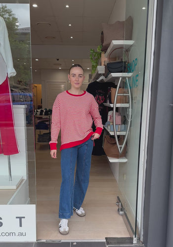 BETTY BASICS COVE SWEAT - RED STRIPE