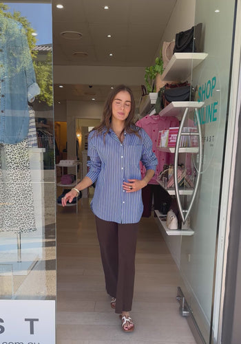 FEATHER + NOISE EMILY SHIRT - COBALT STRIPE
