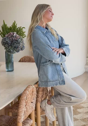 CERES LIFE AVA CHORE SHACKET - VINTAGE BLUE