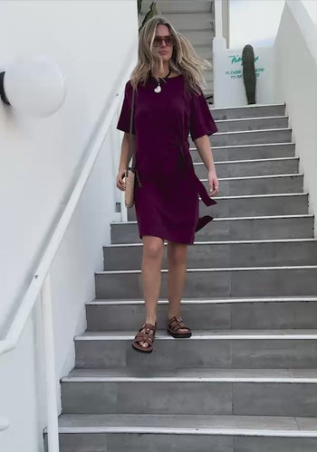 CERES LIFE AGNES TIE MINI TEE DRESS - POMEGRANTE