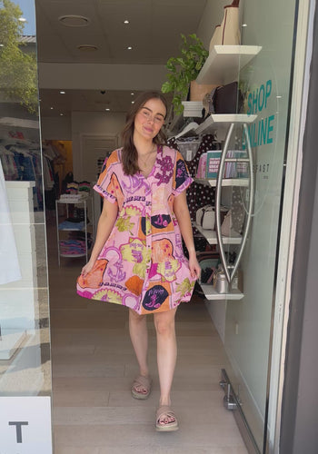 LULALIFE MELROSE MINI DRESS - MULTI ORCHID PRINT