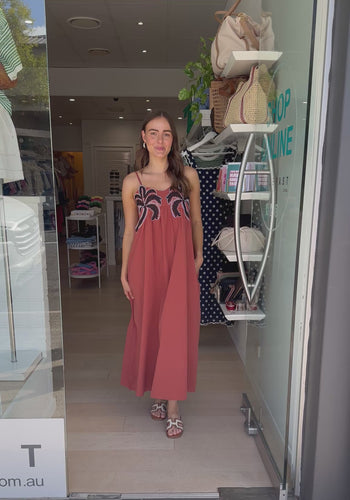 ALICE EMBROIDERY DETAIL MAXI DRESS - RUST