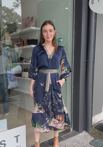 RUBYYAYA MACHALI MAXI DRESS - NAVY PRINT