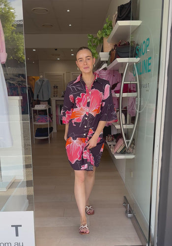RUBYYAYA AURORA DRESS - NAVY PRINT