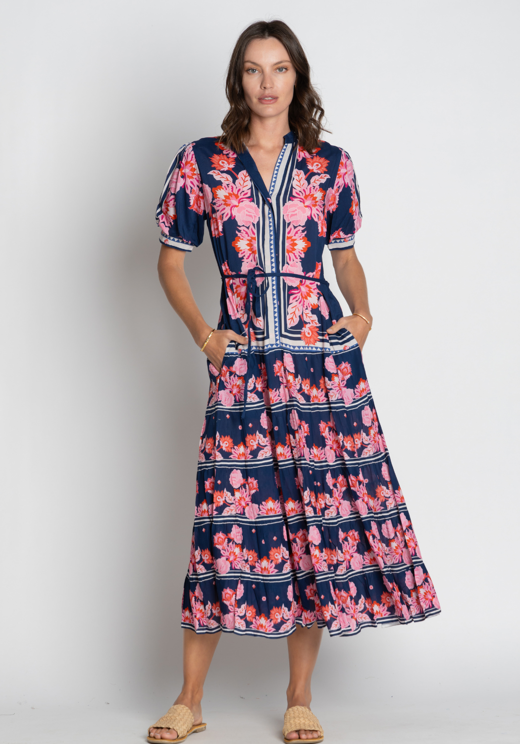 LULASOUL LADERA MIDI DRESS - NAVY PRINT