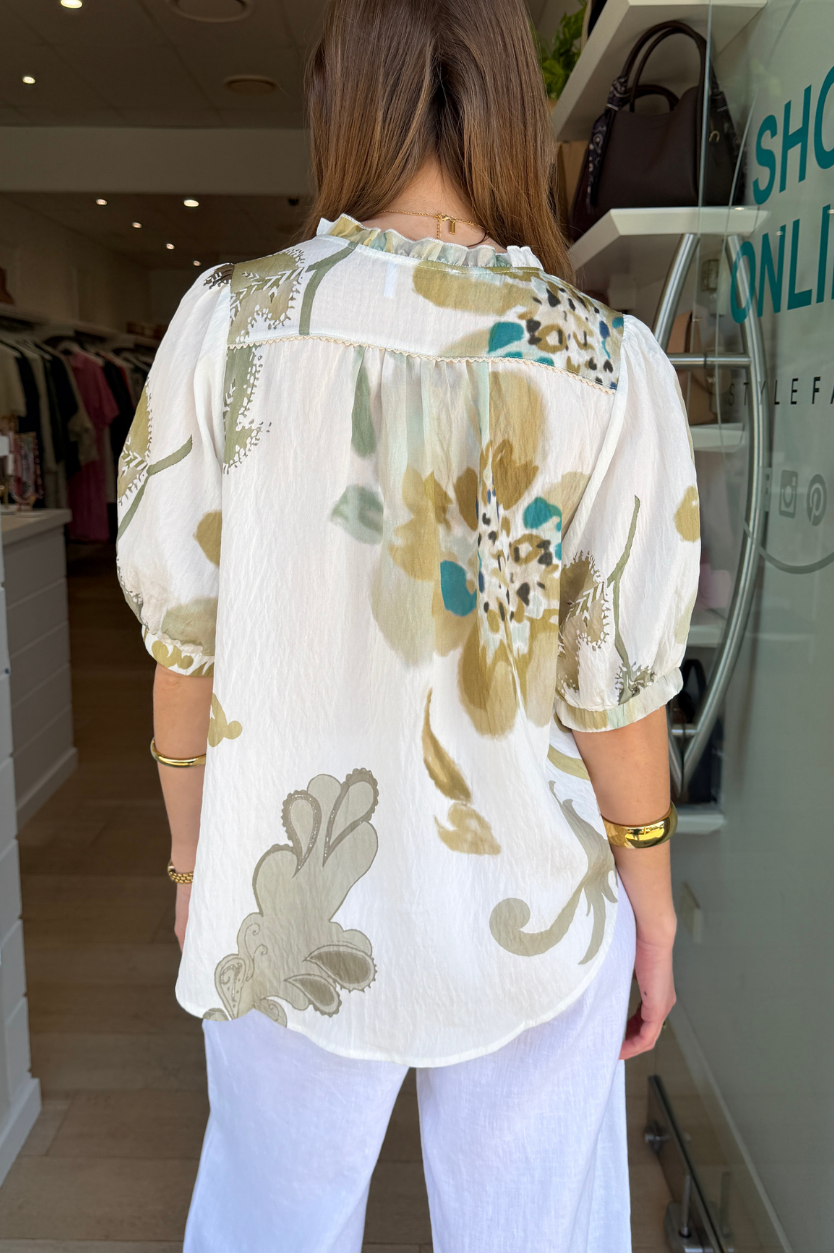 LULU BLOUSE - KHAKI PRINT