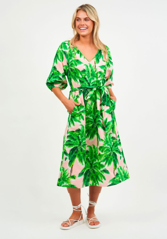 Load image into Gallery viewer, COVE A LINE MIDI DRESS -  PALM DRESS
