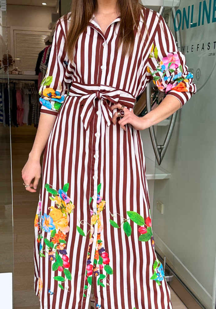 ROSALIE MAXI SHIRTDRESS - CHOCOLATE STRIPE