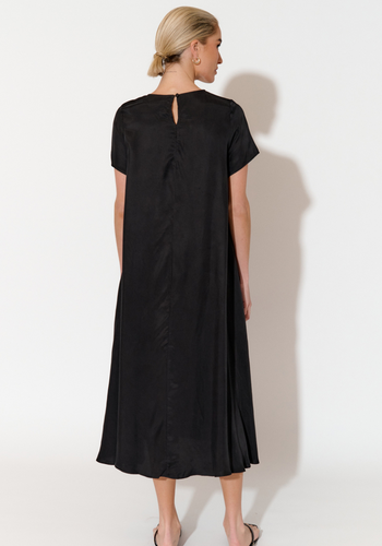 ADORNE ELISA A LINE CUPRO MAXI DRESS - BLACK