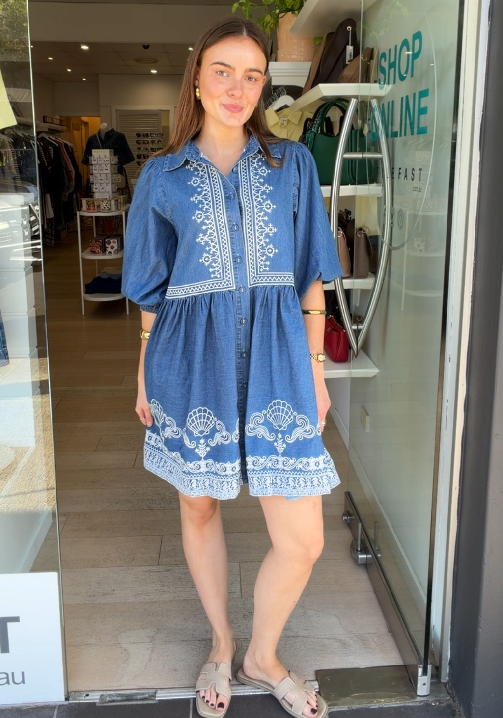 ZOE MINI DRESS - CHAMBRAY