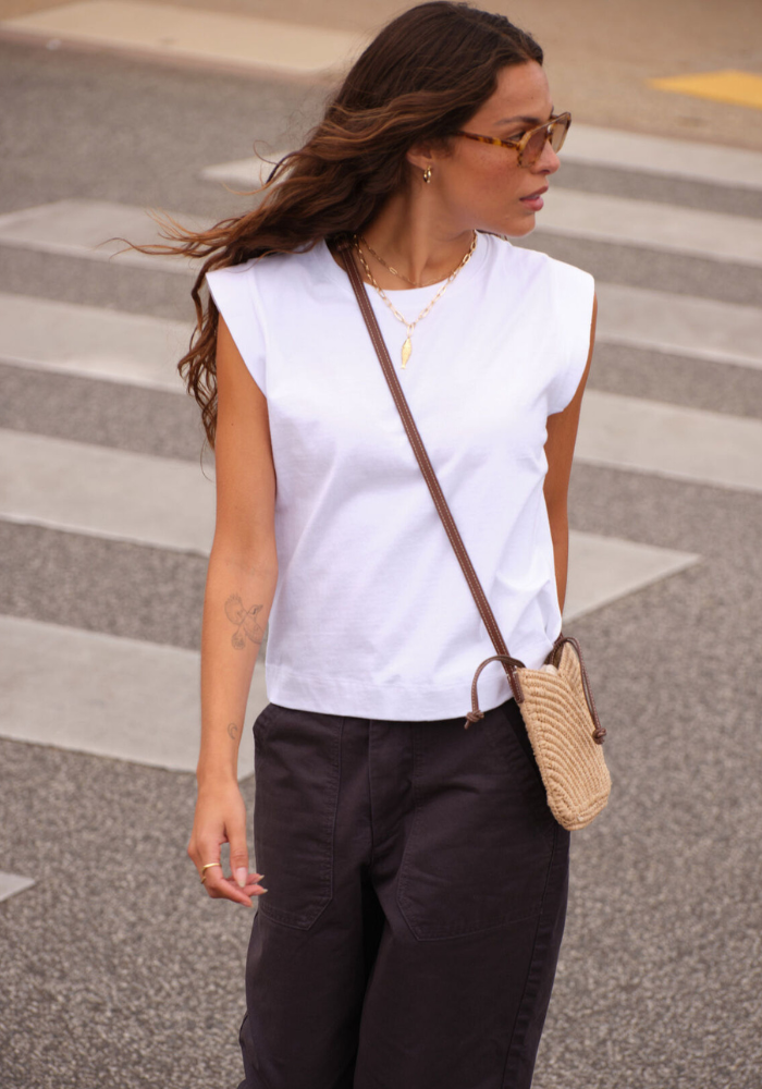 CERES LIFE ESME EXTENDED SHOULDER TEE - WHITE