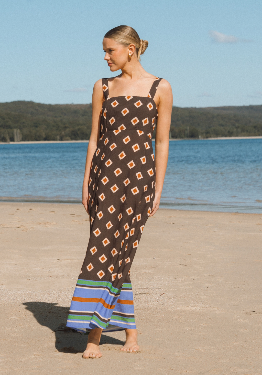 ZAHARA BORDER PRINT MAXI DRESS - RESORT GEO PRINT