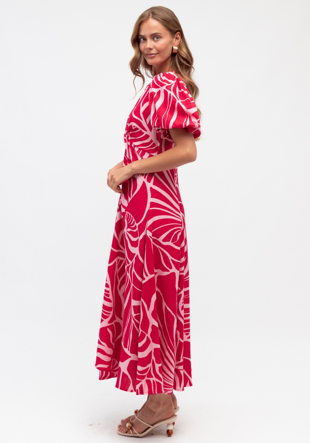 GAIA MAXI DRESS - RED/ PINK PRINT