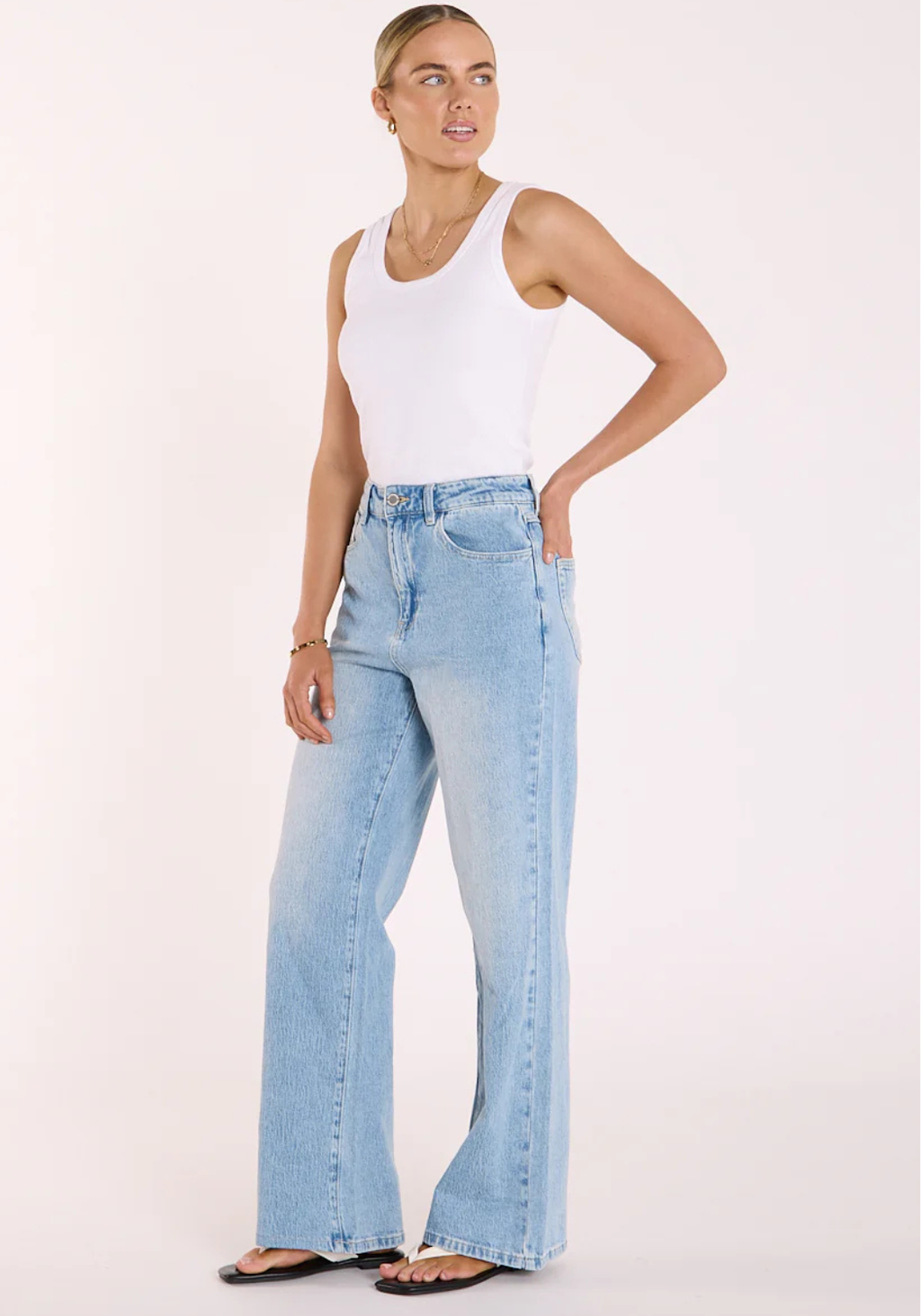 FEATHER + NOISE CASSIE WIDE LEG JEAN - LIGHT BLUE