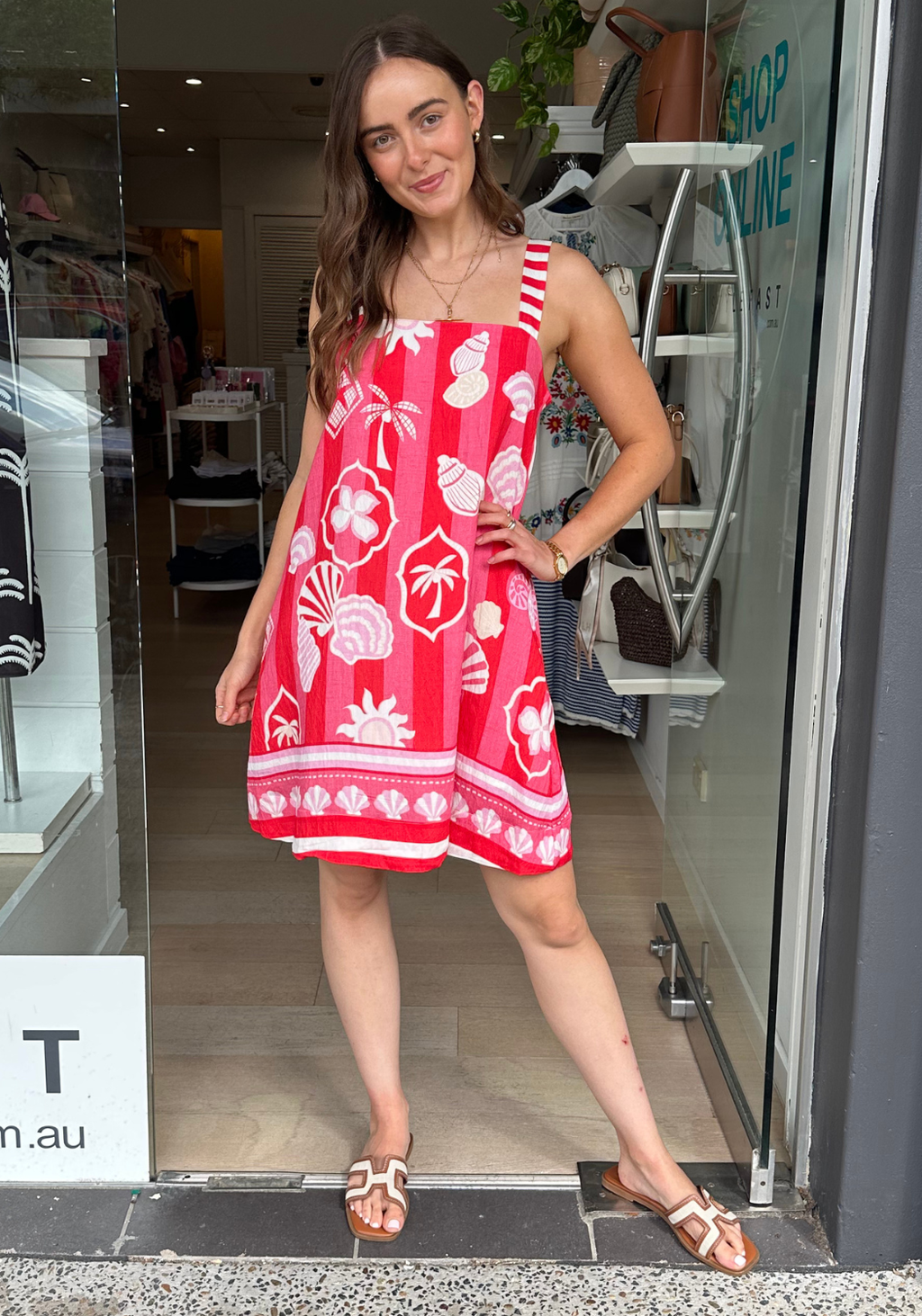 LEILANI MINI SHIFT DRESS - RED/PINK