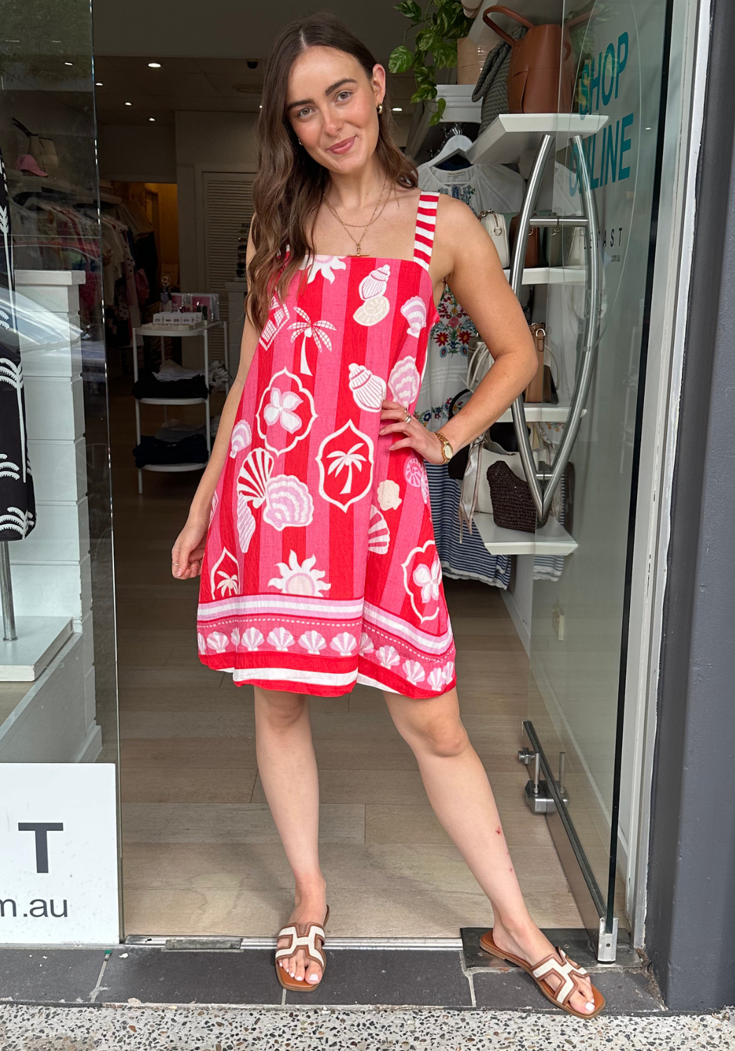 LEILANI MINI SHIFT DRESS - RED/PINK