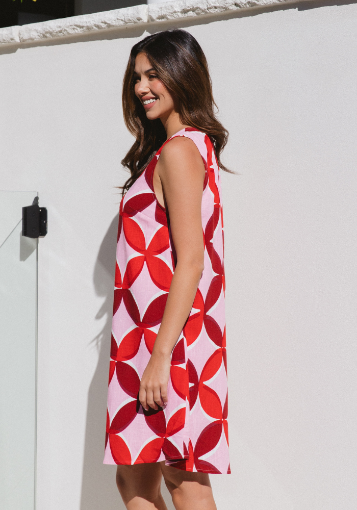 BAMBINA SHIFT DRESS - RETRO PRINT