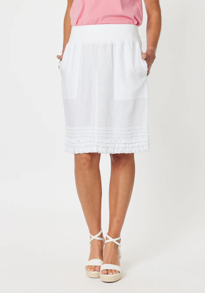 MONA RUFFLE HEM SKIRT - WHITE