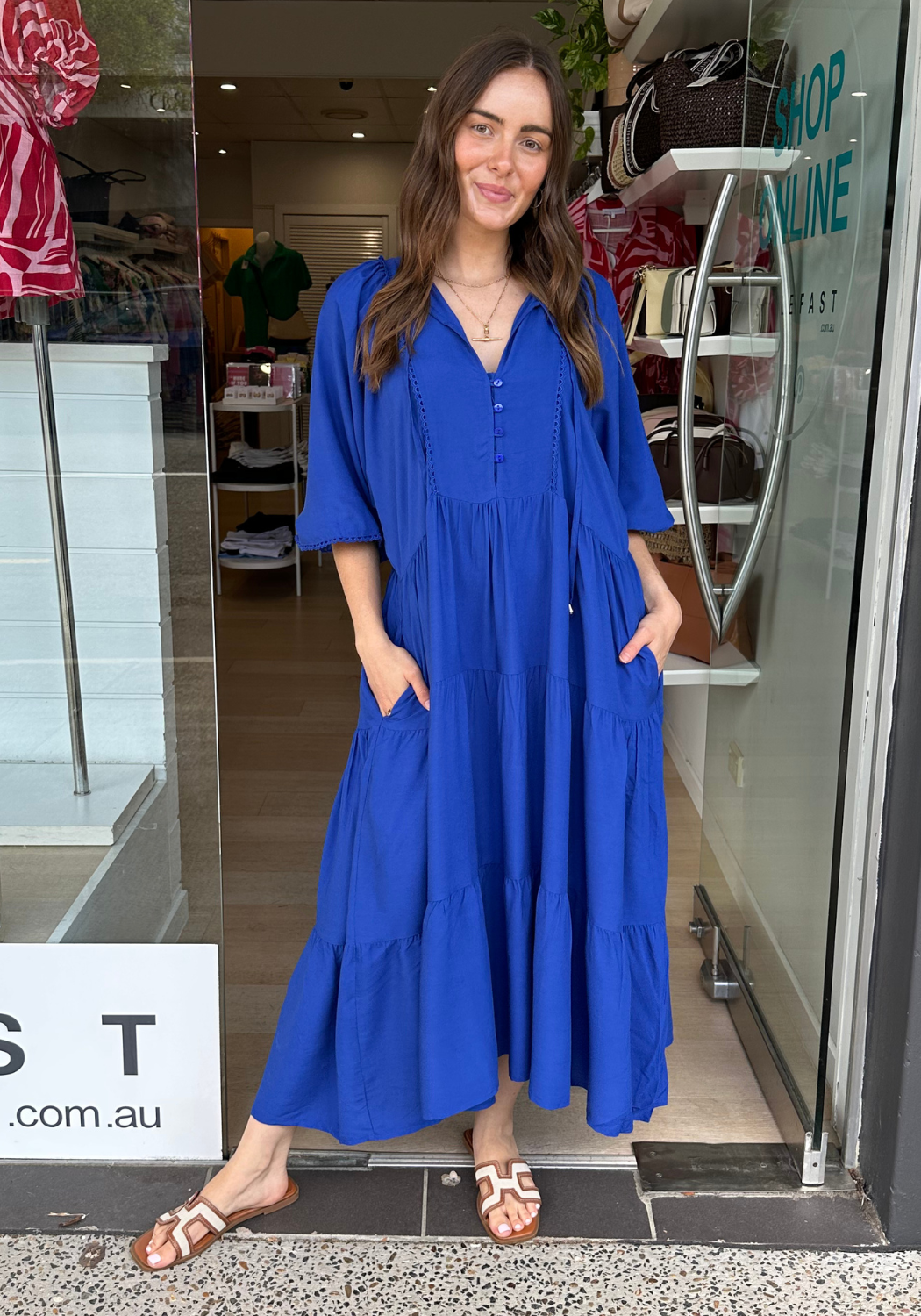 MATA BATWING MIDI DRESS - COBALT