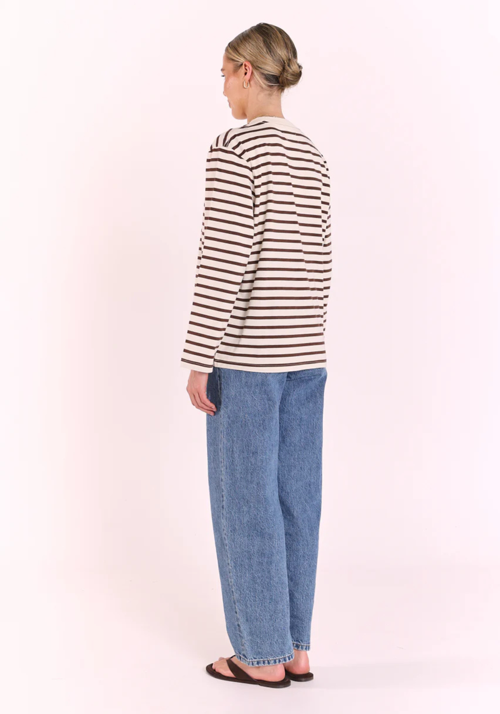 FEATHER + NOISE CARTER LONG SLEEVE TEE - CREAM/CHOC