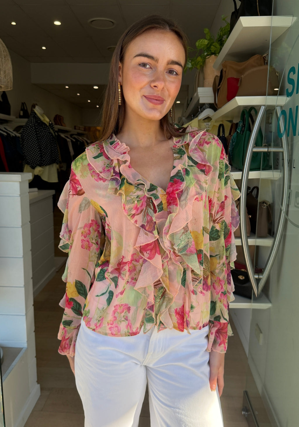 GREER FRILL BLOUSE - SPRING FLORAL