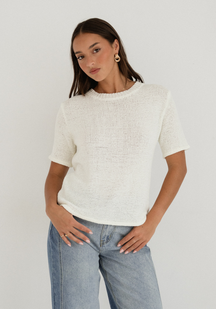 EMERY RELAXED KNITTED TEE - IVORY