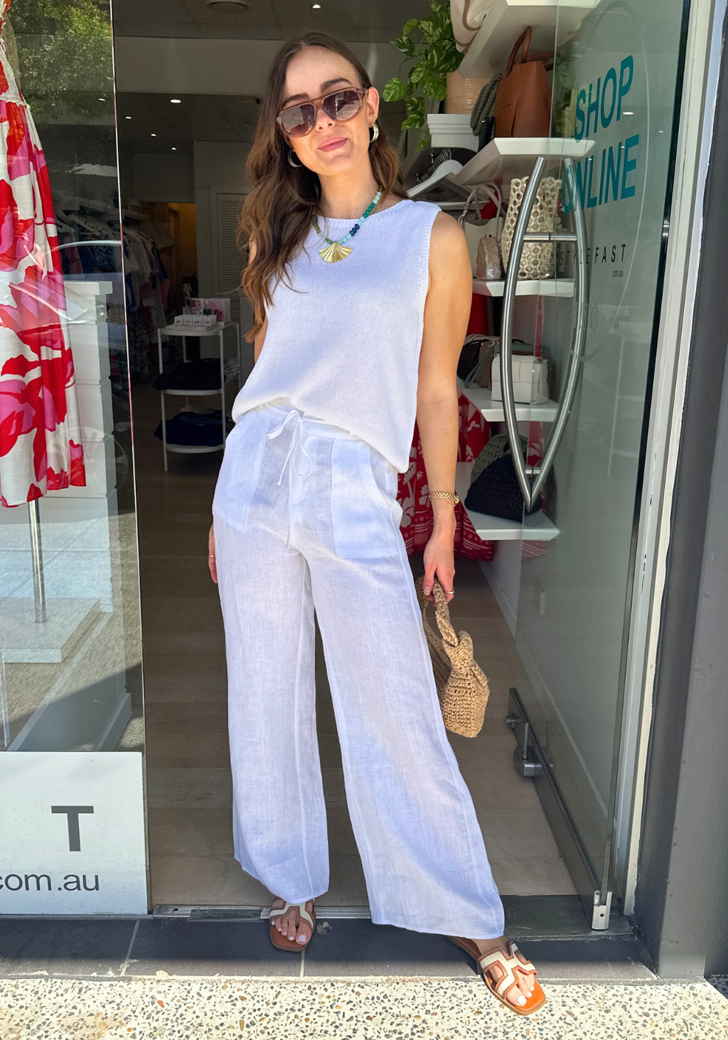 AMELIE LOOSE KNITTED TANK - WHITE