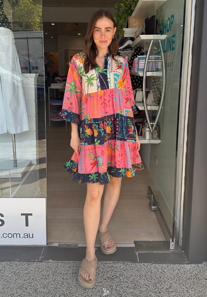 LULALIFE CARINA TIERED DRESS - MULTI PRINT