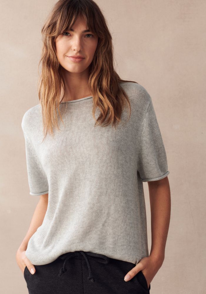 SPRING KNITTED TEE - GREY MARLE