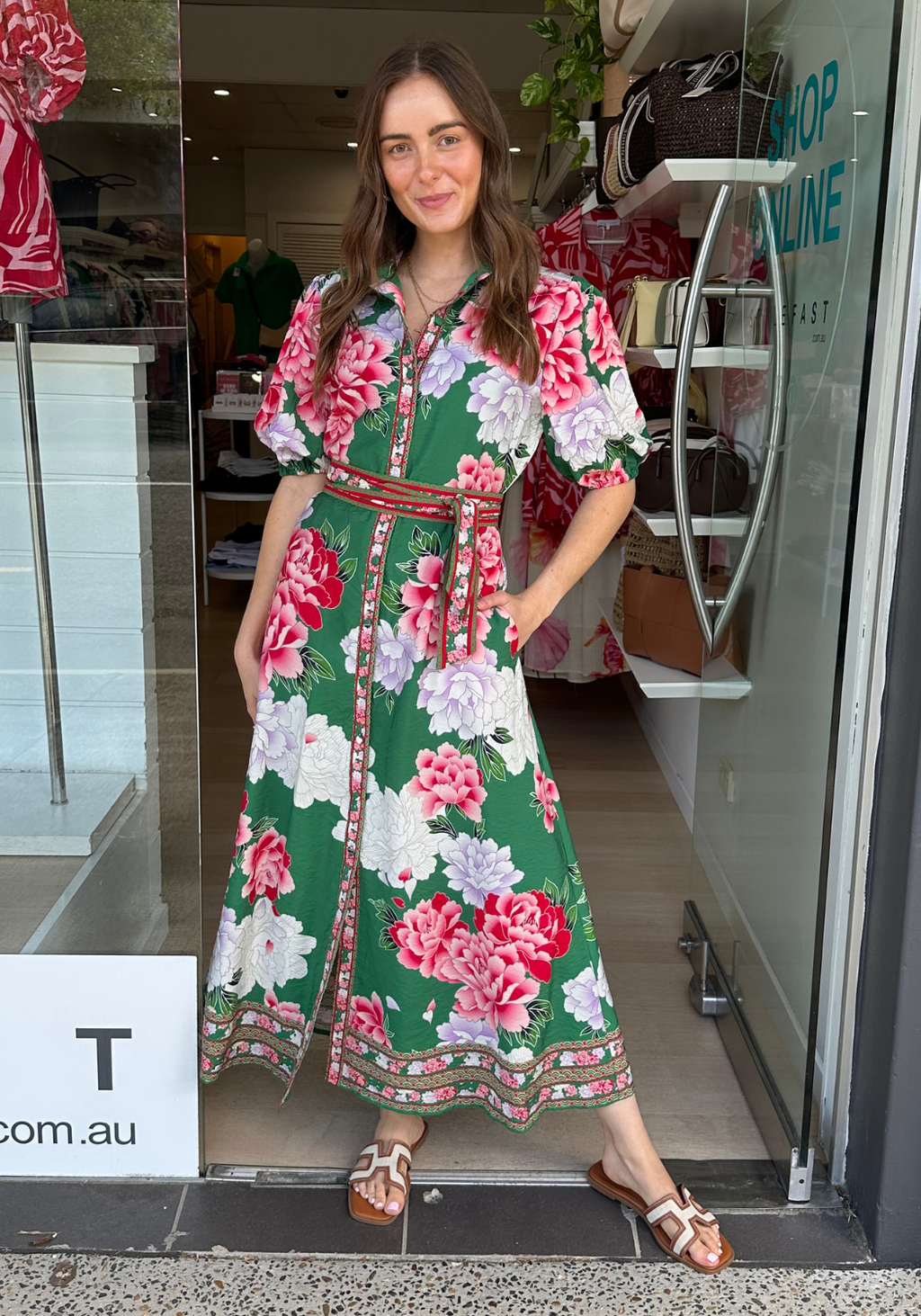 ARLA MAXI DRESS - GREEN/PINK FLORAL