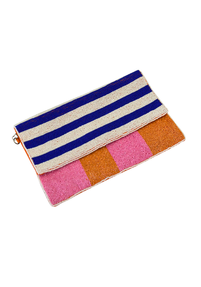 STRIPE BEADED CLUTCH - MULTICOLOUR
