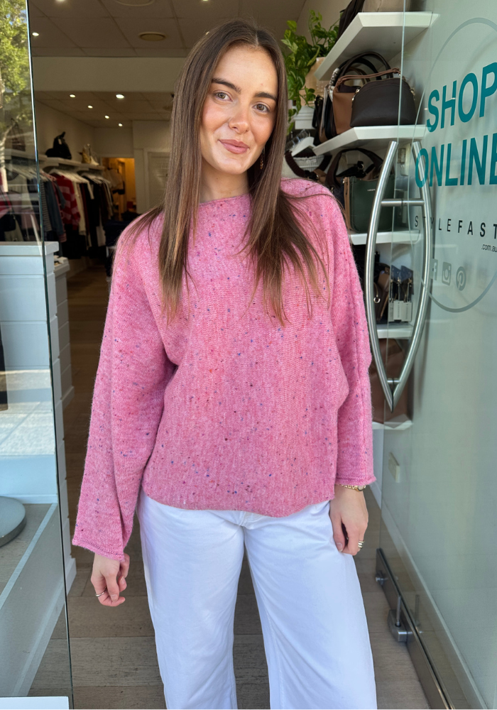 HOWIE BATWING KNIT - PINK SPECKLE