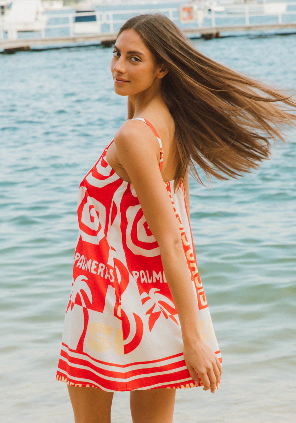 PALMERAS MINI DRESS - RED PRINT