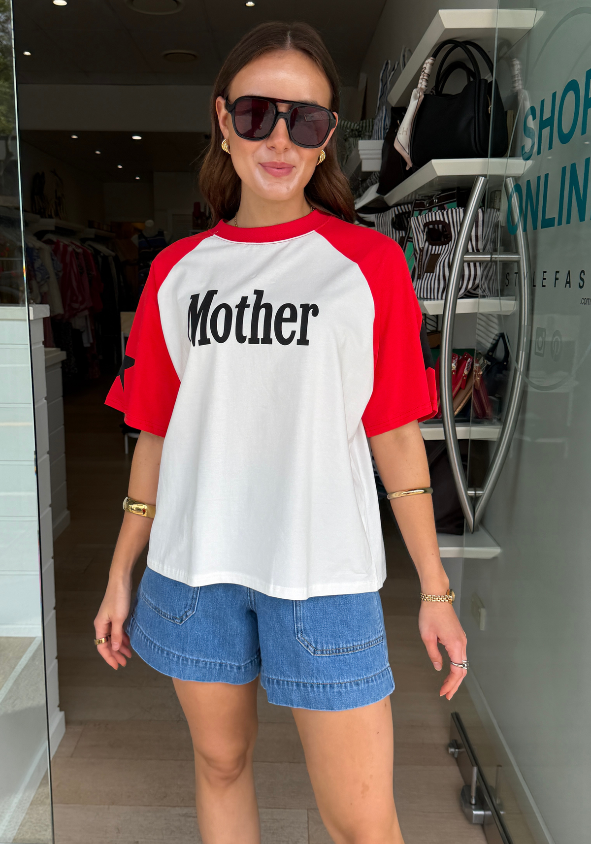 BY FRANKIE RAGLAN TEE - RED/WHITE