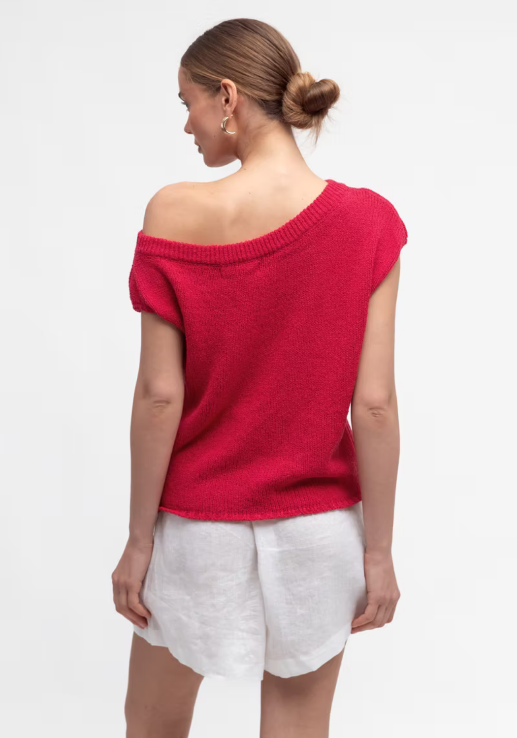 MADISON OFF THE SHOULDER KNIT TOP - RED