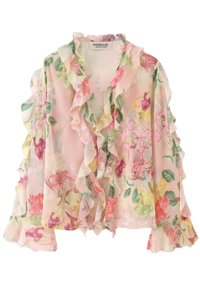 GREER FRILL BLOUSE - SPRING FLORAL