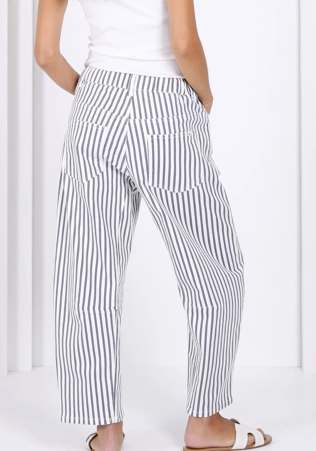 CARTER BARREL JEAN - NAVY STRIPE