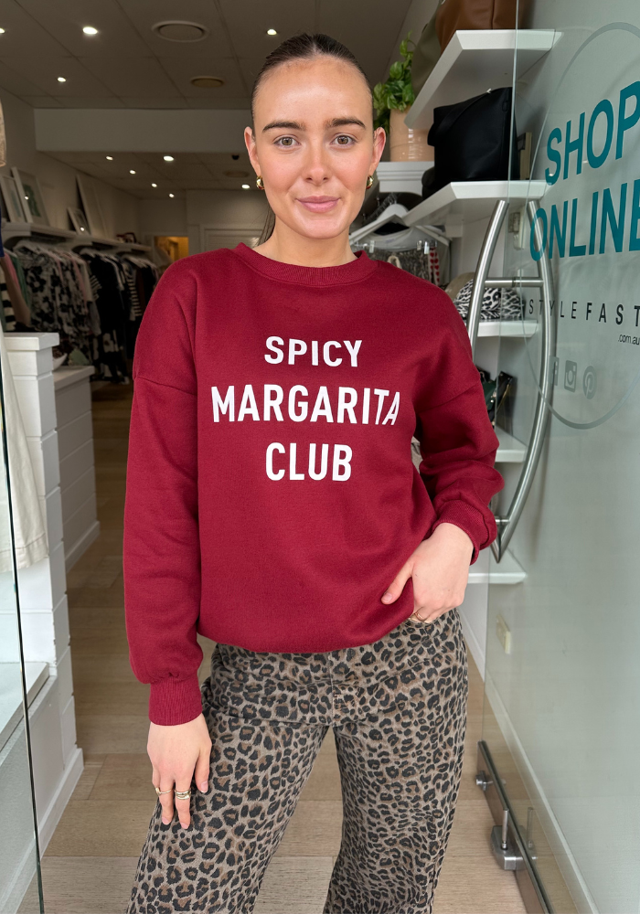 BY FRANKIE SPICY MARGARITA CREW NECK - BURGUNDY
