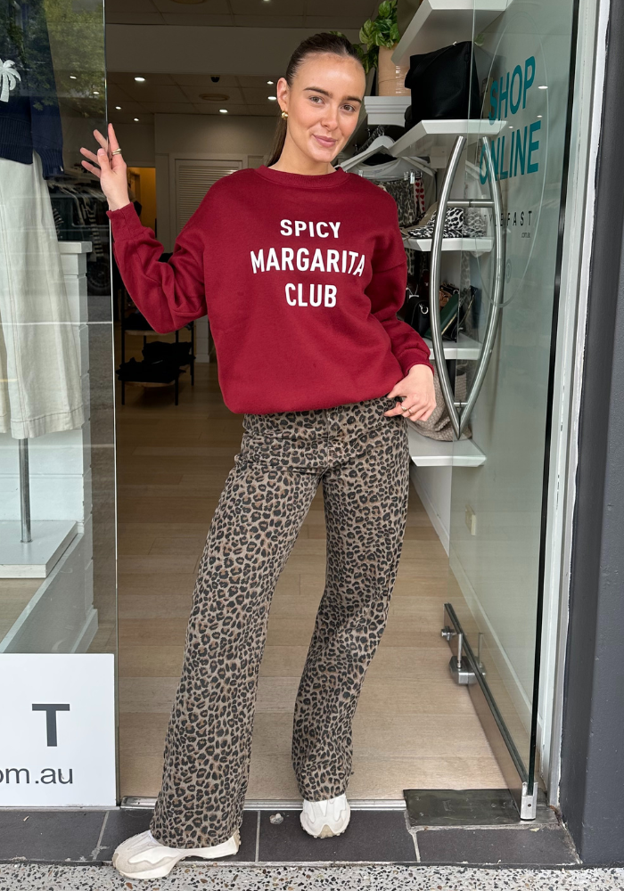 BY FRANKIE SPICY MARGARITA CREW NECK - BURGUNDY