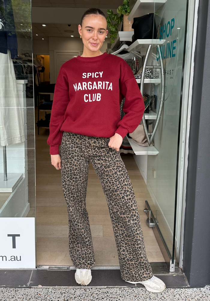 BY FRANKIE SPICY MARGARITA CREW NECK - BURGUNDY