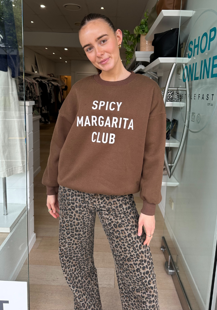 BY FRANKIE SPICY MARGARITA CREW NECK - CHOCOLATE