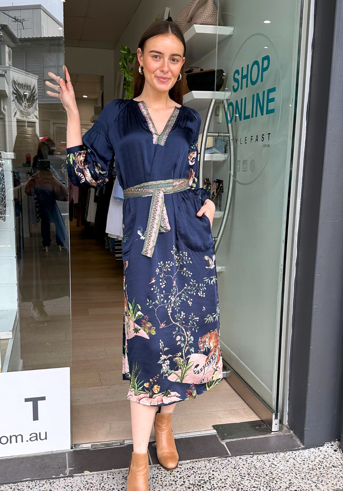 RUBYYAYA MACHALI MAXI DRESS - NAVY PRINT