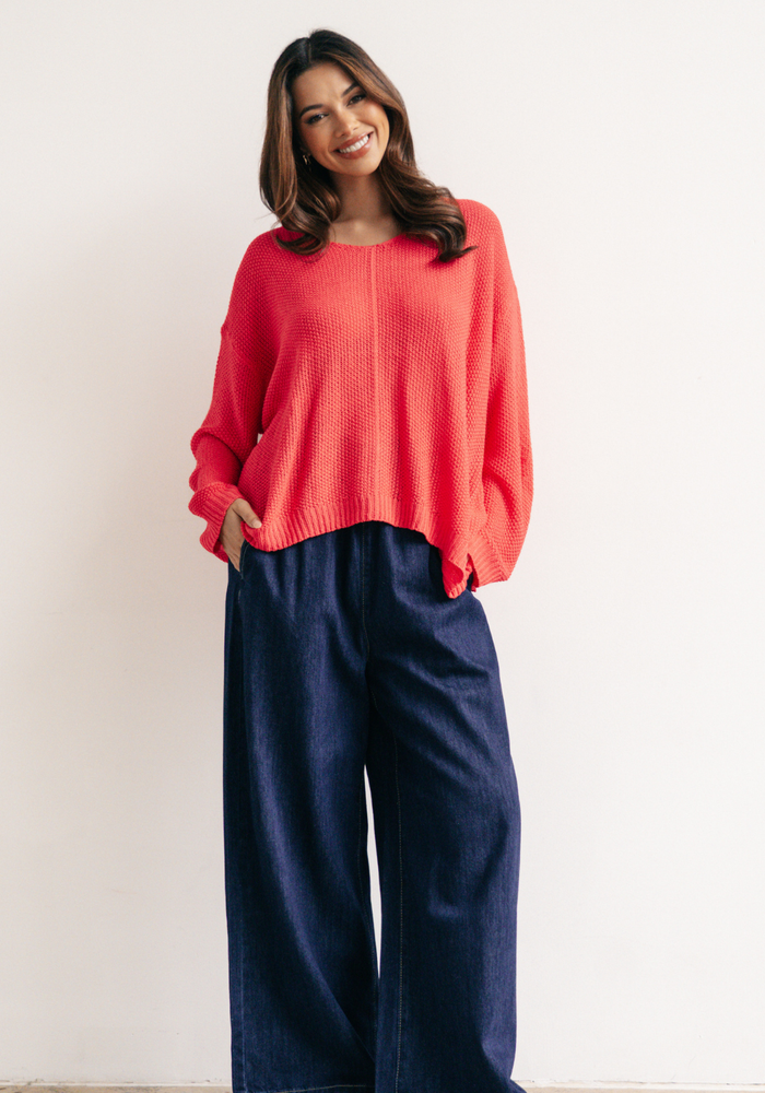 ANICA RELAXED KNIT - CORAL