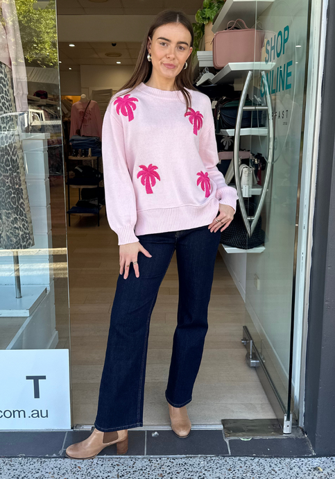 MEGAN COTTON PALM KNIT - PINK