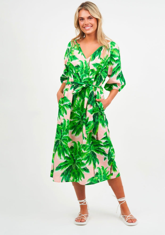 Load image into Gallery viewer, COVE A LINE MIDI DRESS -  PALM DRESS